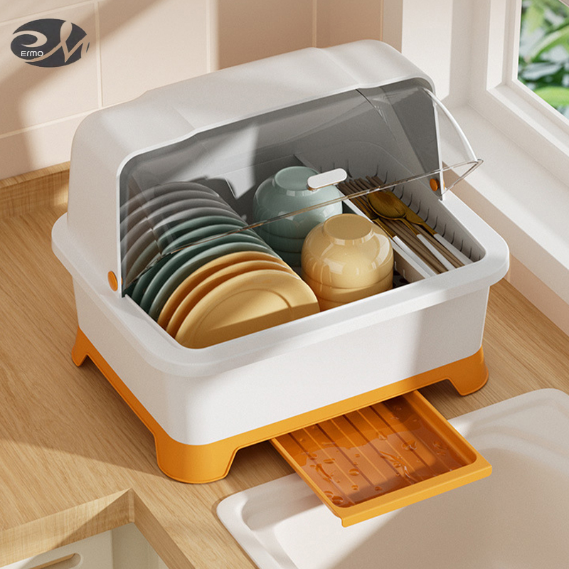 Kitchen drain cabinet with lid, tableware, dish storage rack, household countertop, multifunctional bowl and chopstick storage box ราคา 372 บาท*ส่งฟรี