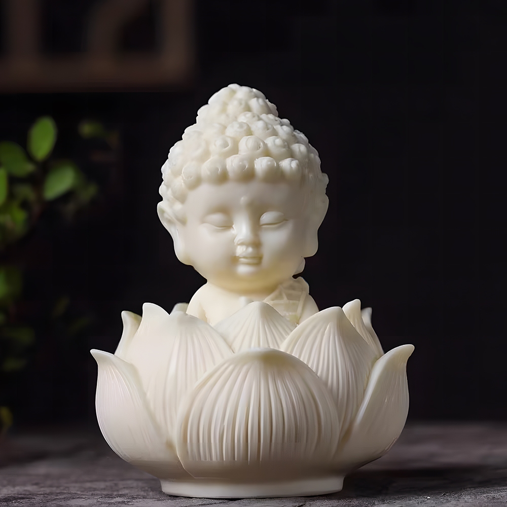 Shakamuni Statue Buddha Tathagata Home Decor Gift Accessories Lotus Base Ivory Frui Q Version Baby Guanyin