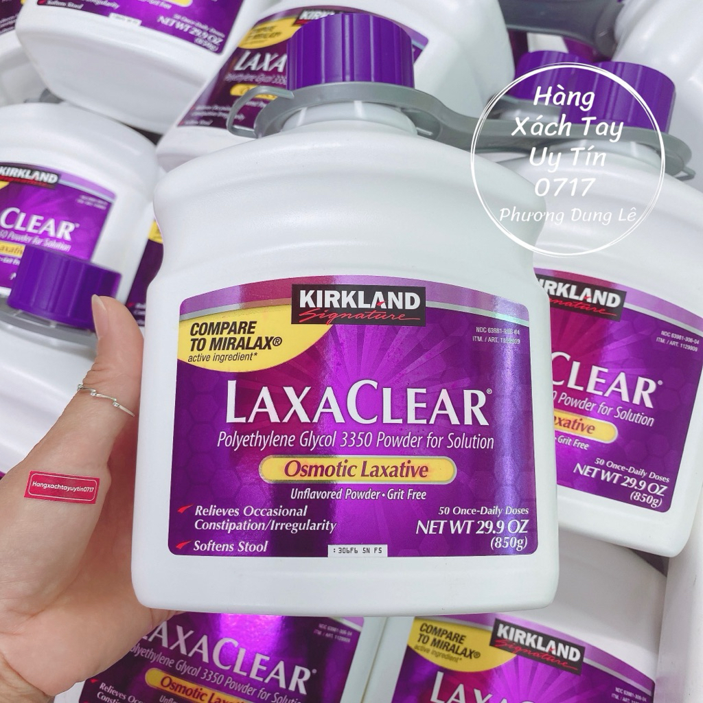 (1 chai 850g) bột Laxa Clear hàng bay chuẩn Mỹ - Ngày dùng 1 lần tương đương 17g (dùng nắp chai đong đổ bột đến vạch màu trắng của nắp), hòa tan bột với 120-220mL nước nóng hoặc nước lạnh.