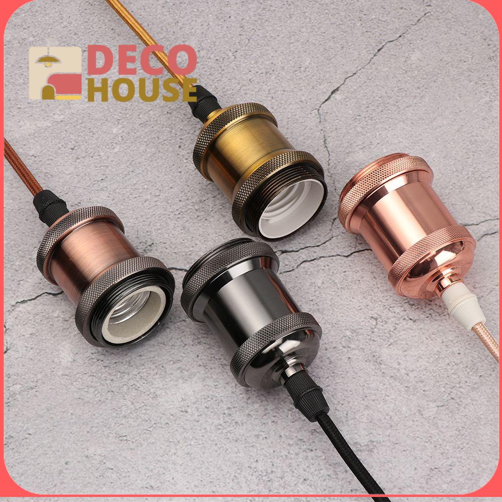Trang Trí Nhà đề can gia dụng dây kẹp vỏ nhôm Cổ Điển Retro E27 Đèn Chủ Mặt Dây Chuyền Đui bóng đèn Ổ cắm đèn Đèn Chủ