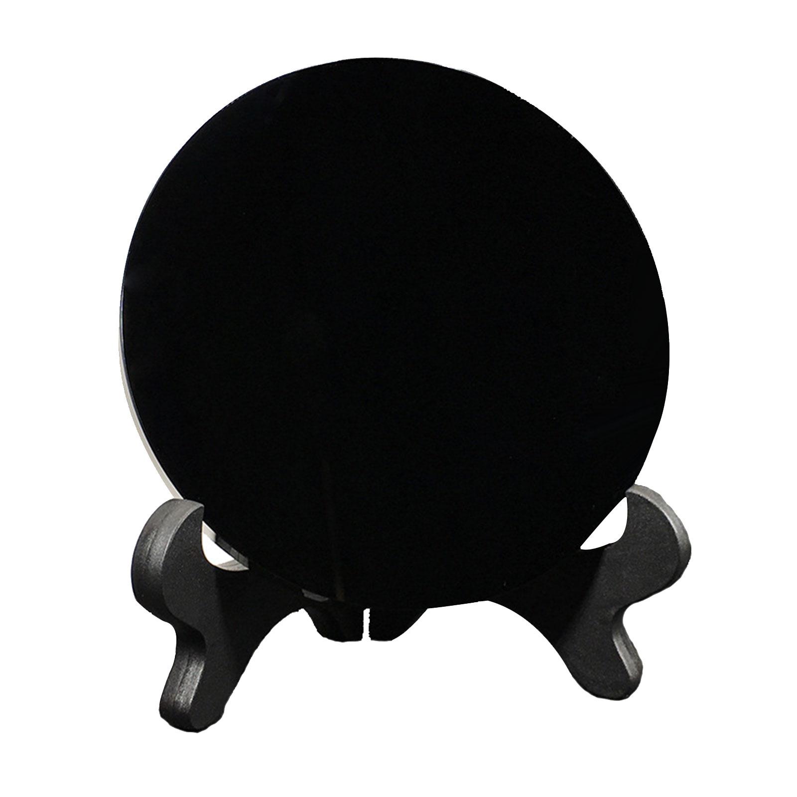 Baoblaze Black Obsidian Stone Circle Disc Round Plate Feng Shui Mirror