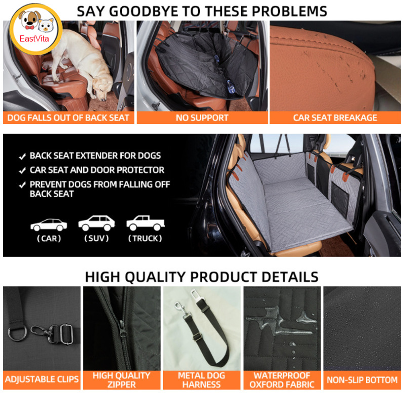 Dog Seat Cover With Hard Underside, Waterproof Car Seat Cover With Mesh Windows And Pockets, Comprehensive Protection Non-slip Car Back Seat Pet Cover ราคา 1,390 บาท*ส่งฟรี