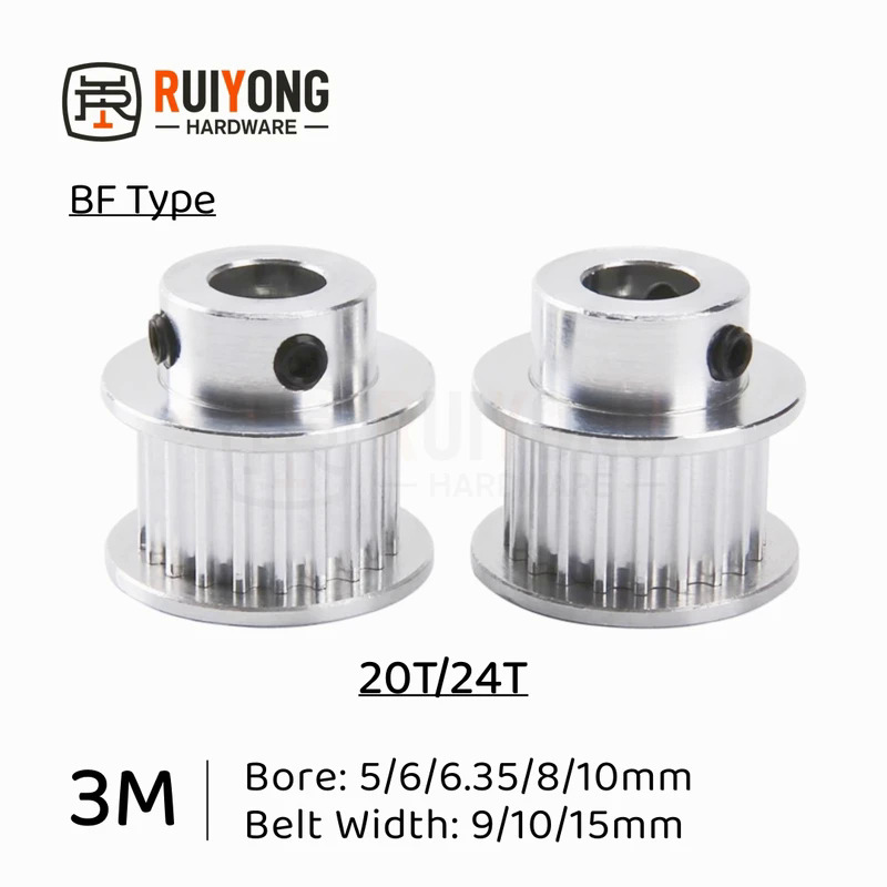 Htd3m thời gian ròng rọc 20t24teeth BF loại khoan 5/6/6.35/8/10mm chiều rộng vành đai 9/10/15mm 3D i