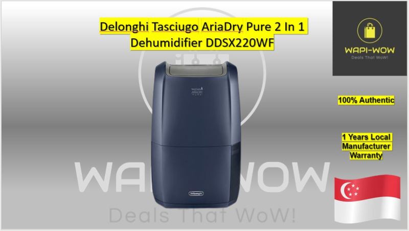 Delonghi Tasciugo AriaDry Pure 2 In 1 Dehumidifier DDSX220WF Singapore