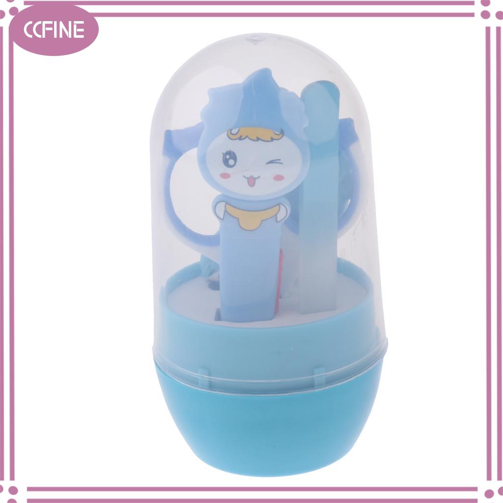 Ccfine 4 miếng bé làm móng chân móng tay cắt kéo Bộ bàn chải chải lông chăm sóc tóc-màu xanh, như mô tả