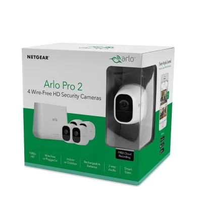 NETGEAR Arlo Pro 2 Smart Security System with 4 Cameras Pack (VMS4430P)