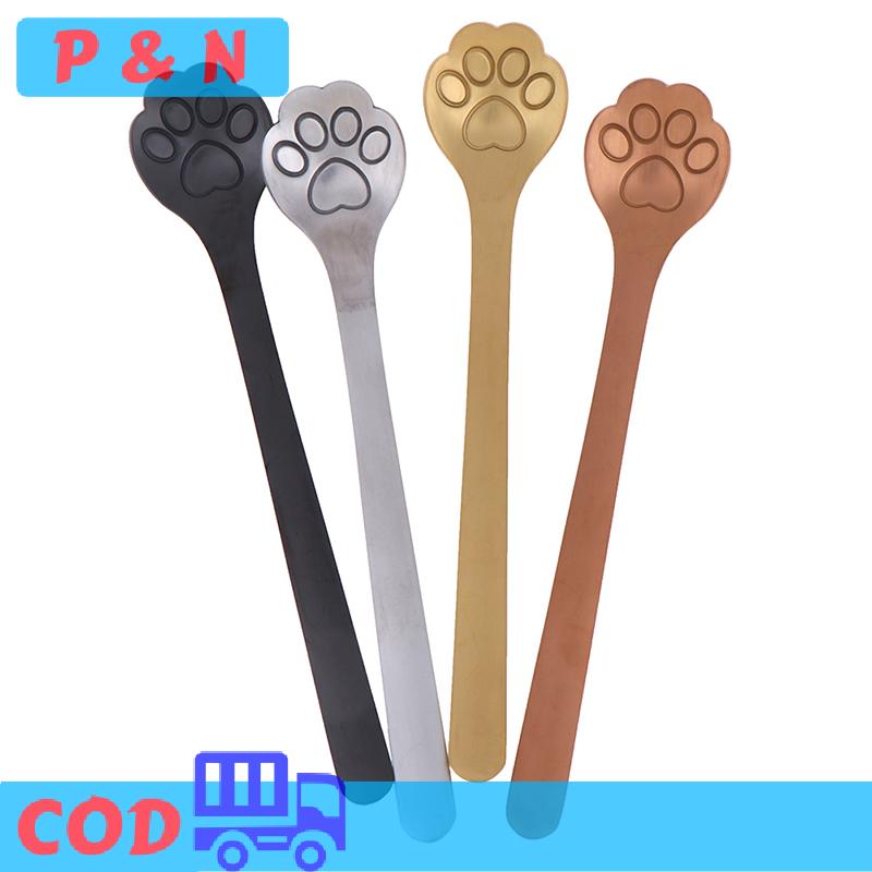 P&N 1 chiếc Muỗng tráng miệng cà phê bằng thép không gỉ muỗng vuốt móng mèo muỗng khuấy