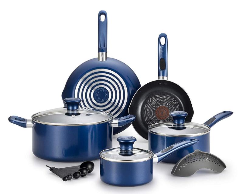 T-fal Excite ProGlide Nonstick Thermo-Spot Heat Indicator Dishwasher Oven Safe Cookware Set, 14pc Blue (Will arrive in 7-15 working days)(SG Seller) Singapore