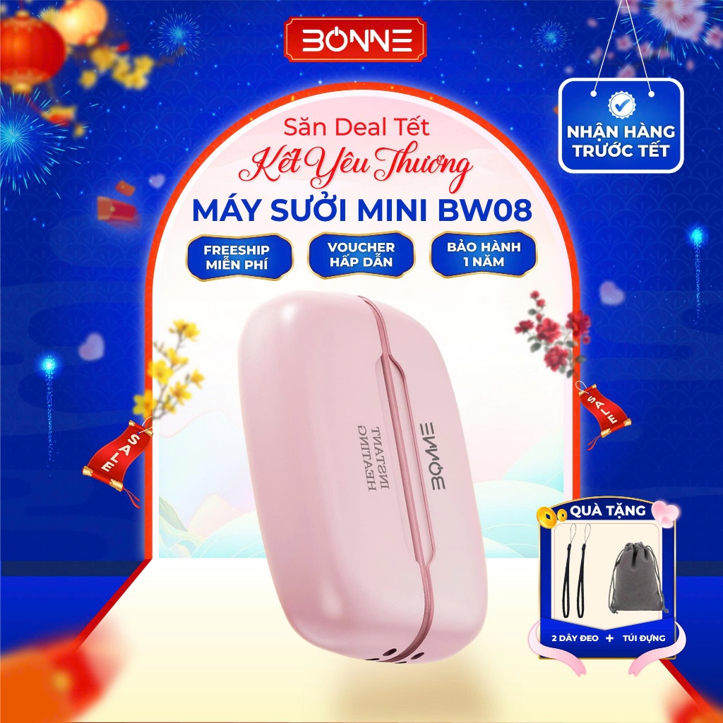 Máy Sưởi Mini Cầm Tay Từ Tính BW08 By BONNE TECH, Máy Sưởi Tay Công Nghệ NTC Làm Nóng Nhanh, Bảo Hành 12 Tháng