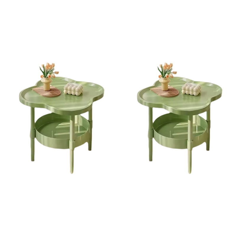【Latest model】2X Sofa Side Several Bedroom Small Table Room Storage Table Balcony Double Layer Coffee Table Green