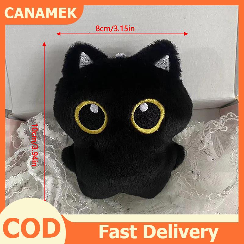 CANAMEK 1PC 12cm dễ thương Mèo Đen đồ chơi sang trọng Keychain phim hoạt hình mèo con mềm nhồi Búp bê mặt dây chuyền xe Móc chìa khóa ba lô túi trang trí Kid Quà Tặng
