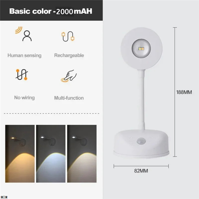 ♨♨ღHPH USB Rechargeable Intelligent Human Sensing Wireless Wall Light Dimmable Led Spotlight For Lighting Paintings Picturesღ✈