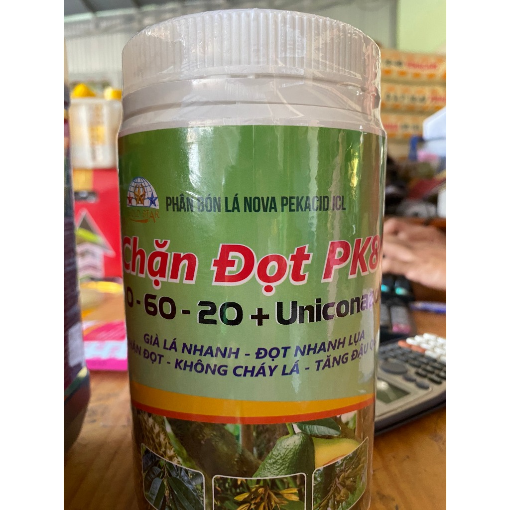 CHẶN ĐỌT PK80 - ( 0-60-20 + Uniconazole )- Hủ 1KG- ỨC CHẾ ĐỌT NON HIỆU QUẢ GIÀ LÁ NHANH