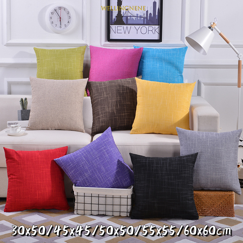 Vải lanh cứng nhiều màu Bọc gối hiện đại đơn giản sofa nhà vỏ gối 30x50/45x45/50x50/55x55/60x60cm