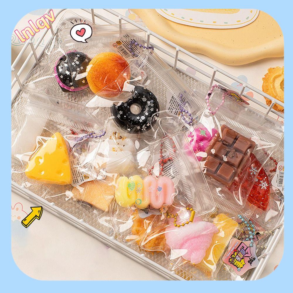 LNLQV Hồi phục chậm Móc khóa Bánh Mì mô phỏng TPR Túi kẹp Mini Đồ chơi giải tỏa căng thẳng Quà Tặng