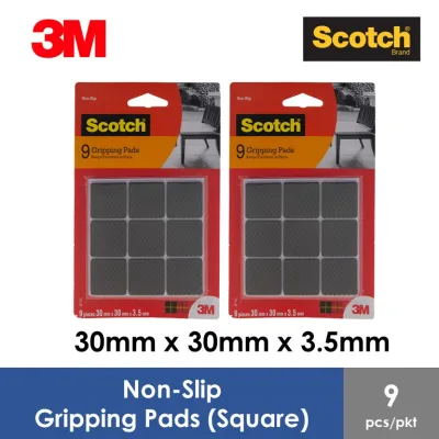 3M Scotch Non-Slip Black Square Gripping Pads 30mm (Bundle of 2 Packets)