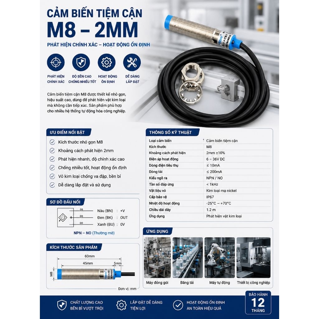 CẢM BIẾN TIỆM CẬN M8 – 2MM