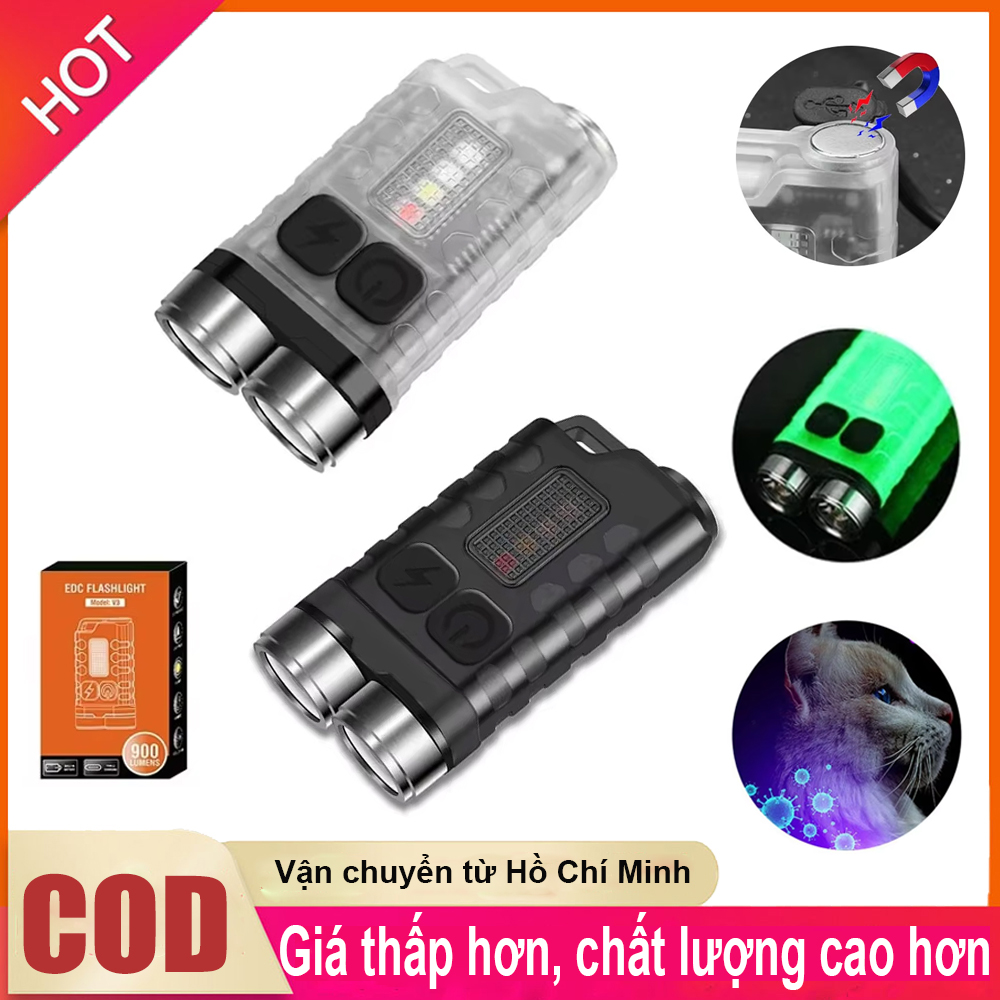  Boruit V3 900Lm LED Móc Khóa Đèn Pin Di Động Đèn Làm Việc Type-C Sạc Mini Đèn Pin Có Nam Châm Ngoài Trời Portable Đèn Làm Việc 