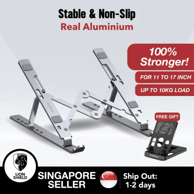 [SG] KAKU Portable Aluminium Laptop Stand (11-17 inch, Silver) – Adjustable and Foldable