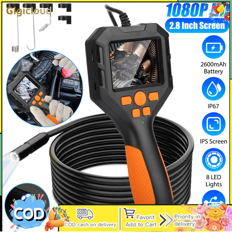 Hd 1080p Led Handheld Borescope 2.8-inch Ips Screen 8mm Inspection Camera Industrial Endoscope For Auto Repair