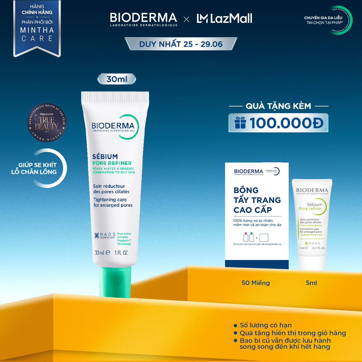 Kem dưỡng se nhỏ lỗ chân lông cho da hỗn hợp và da dầu Bioderma Sebium Pore Refiner - 30ml