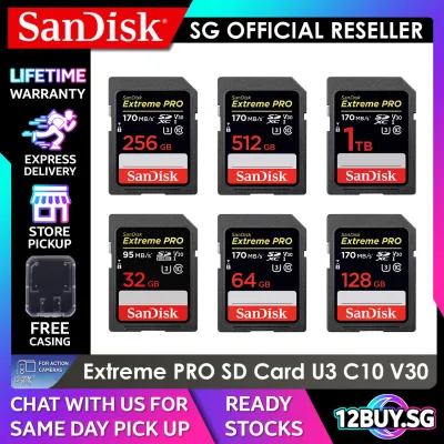 SanDisk Extreme Pro SDXC UHS-I U3 V30 Up to 170MB/s Read 90MB/s Write Memory SD Card DXCG DXXY 12BUY.MEMORY