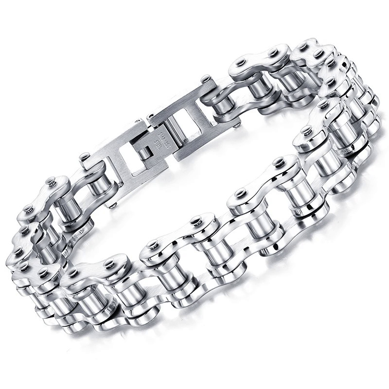 [Passionate Sports]Stainless Steel Biker Chain celet Mens celet Link Chain Motorcycle Bicycle Style celets Fashion Punk Bangles Jewelry