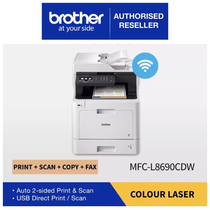 Brother MFC-L8690CDW All in One Wireless Colour Laser Printer   Print,Scan,Copy,Fax,Wireless, Auto 2-sided Print, Auto 2-sided Scan,USB Direct , 3year on-site warranty by Brother Direct Singapore
