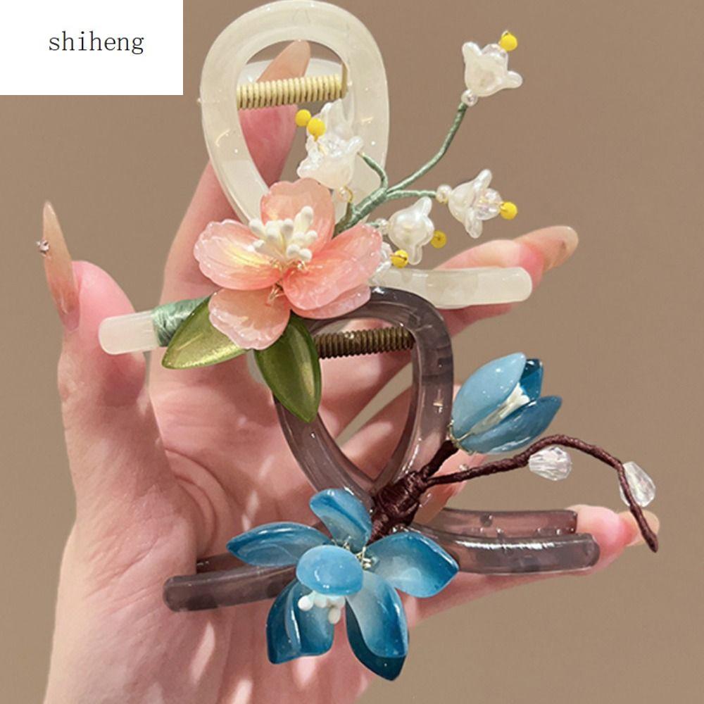 SHIHENG Hoa Kẹp cua tóc Hanfu Kẹp tóc đuôi ngựa Acrylic Kẹp tóc kiểu Trung Quốc Hợp thời trang Kẹp tóc Kẹp tóc cổ Phụ kiện mùa hè