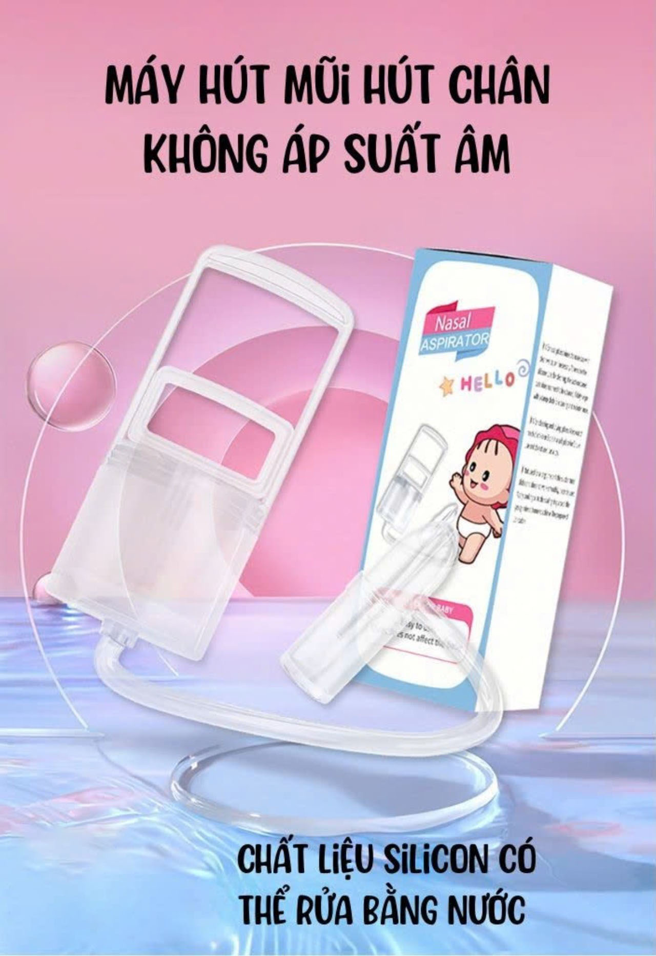 Dụng cụ hút mũi kéo tay Hello thế hệ mới, chất liệu nhựa nguyên sinh, lực hút mạnh, an toàn cho bé Bebi123