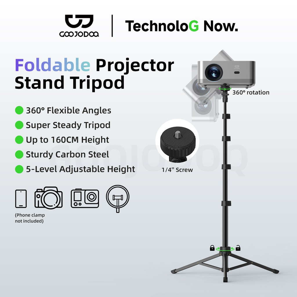 GOOJODOQ ขาตั้งอเนกประสงค์สําหรับโปรเจคเตอร์,กล้อง,etc 360° ปรับมุมมุมมองปรับความสูงได้ถึง160ซม ราคา 299 บาท*ส่งฟรี