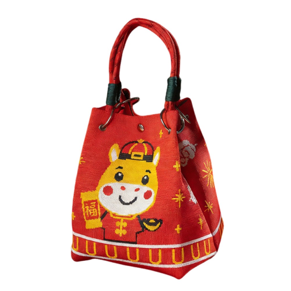 YUXEANPENG Dây chuyền thêu Túi xách đan Công suất lớn Vải Polyester Túi đeo chéo Di động Phong cách hoạt hình Trung Quốc Túi xô Quà tặng năm - 3