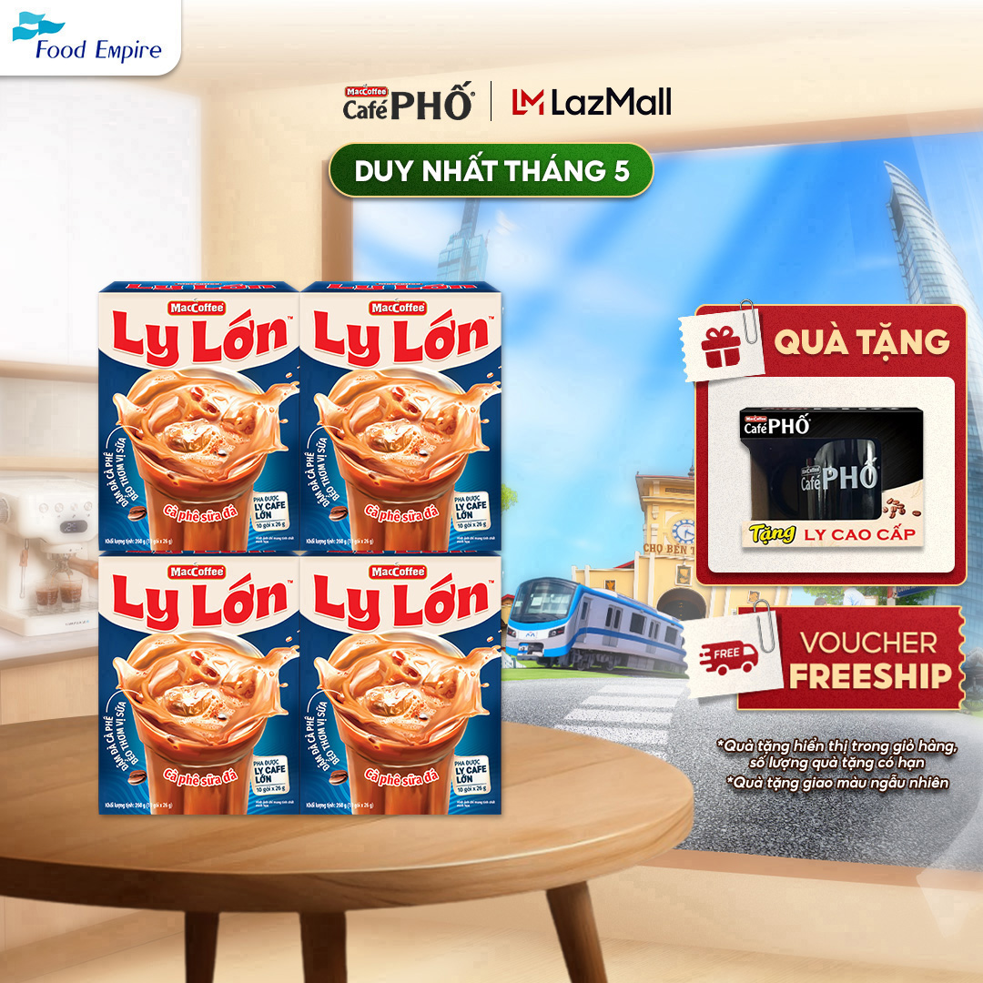 Combo 4 hộp Cà phê Ly Lớn - Maccoffee (hộp 10 gói x 26g)
