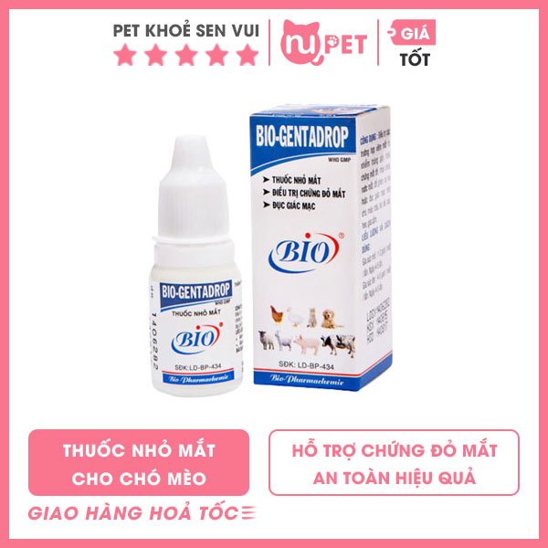 Dung dịch nhỏ mắt Bio Genta Drop chai 10ml cho chó mèo - Hỗ trợ các vấn đề về mắt chó mèo