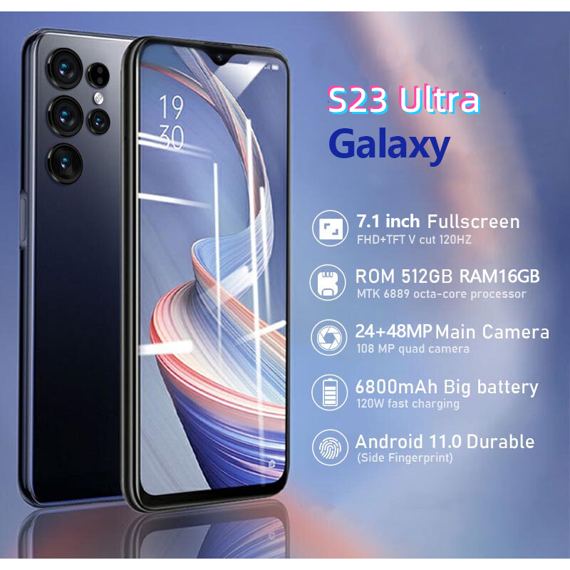 Điện Thoại Mới Chính Hãng S23 Ultra 5G Điện Thoại Thông Minh Mới 12GB+512GB Bộ Nhớ 7.3 Inch Pin Màn Hình Lớn 6800mAh COD