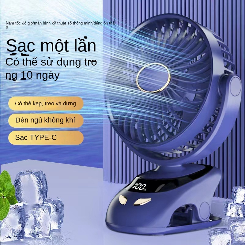 Mới USB Clip Fan Mini Portable có thể sạc lại Quạt nhỏ Máy tính để bàn Student Dorm Silent Mini Electric Fan