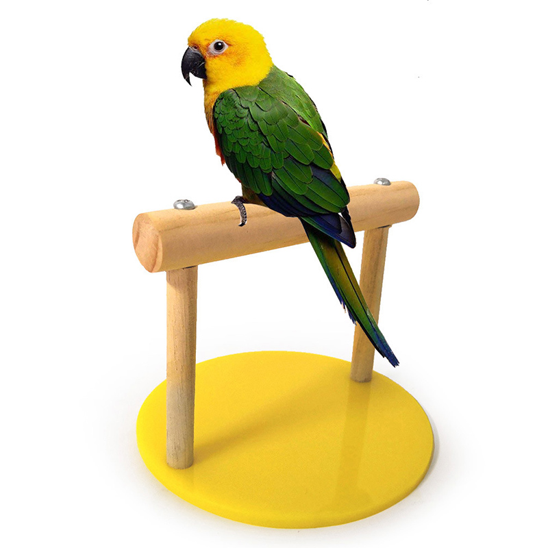 【Top-rated】 Pet Bird Parrot Wooden Training Spin Perch Stand Playground Platform Paw Grinding Toys Entertaining Parrot Shower Toys