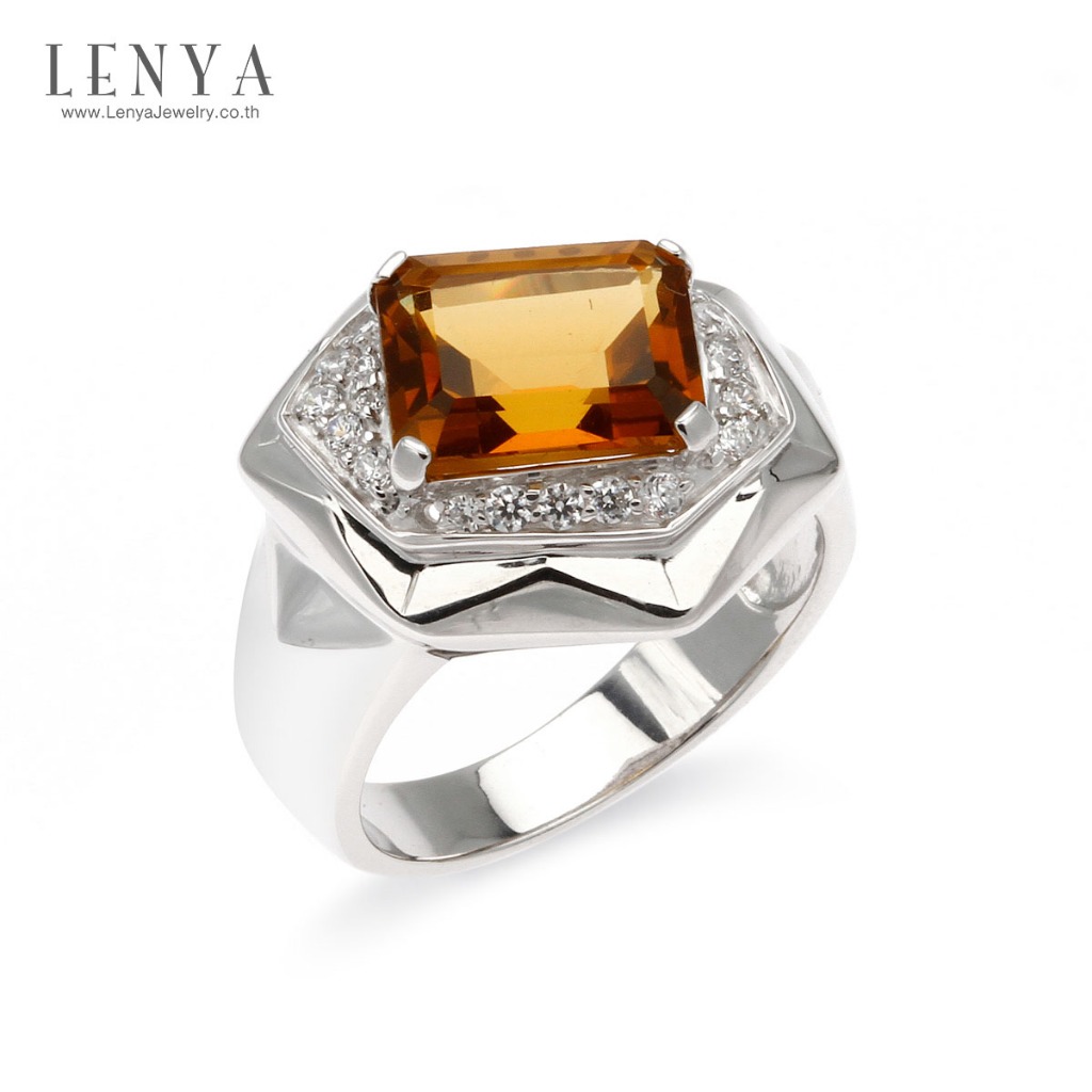 Lenya Champagne Quartz Gemstone Ring Enhances Tranquility Releases Negative Energy Size 10×8 mm 925 Sterling Silver Body Plated with White Gold ราคา 3,790 บาท*ส่งฟรี
