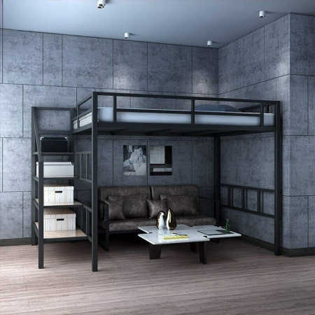 Loft Double Upper Space-Saving Iron Bed - High-Speed Design