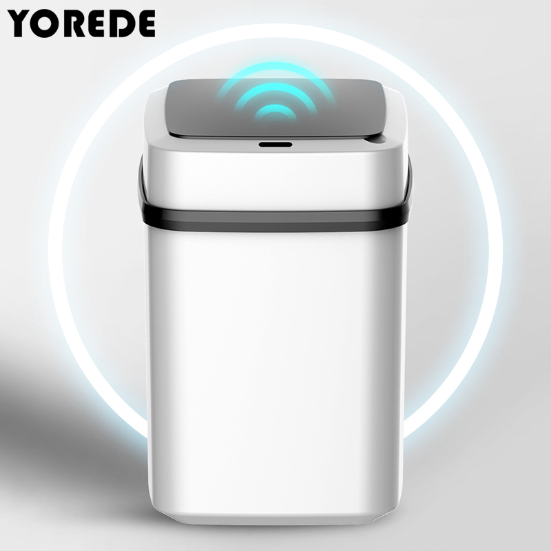 YOREDE อัตโนมัติเซนเซอร์ถังขยะพร้อมฝาครอบ Samrt Home ถังขยะสำหรับห้องครัวห้องน้ำ13L15L ชาร์จสแควร์ถังขยะ ราคา  1,904 บาท*ส่งฟรี