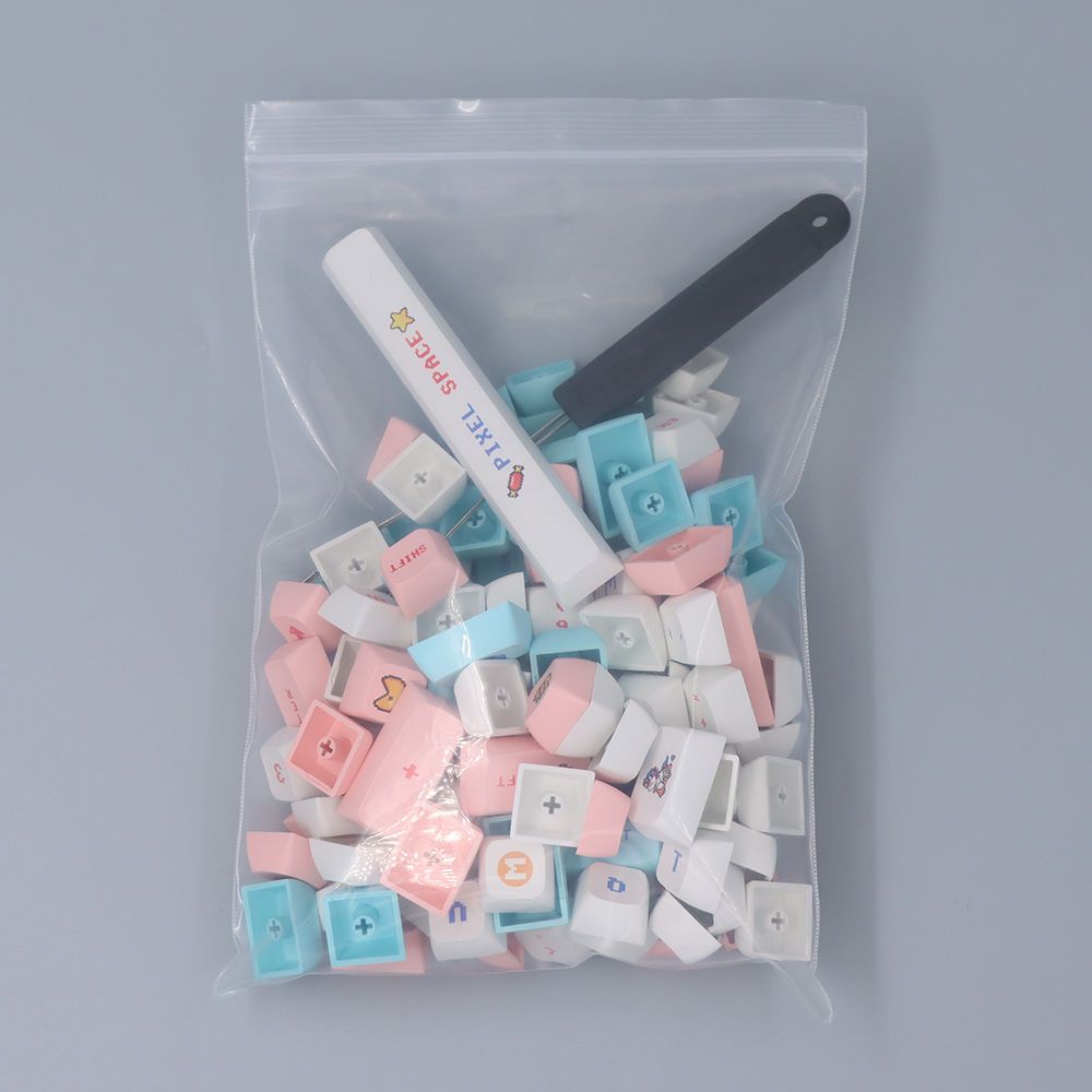 Pixels 135 Key XDA Height Keycap Macaron Light Pink Blue Suitable for 64 61 84 75 Key Cap for Keyboa