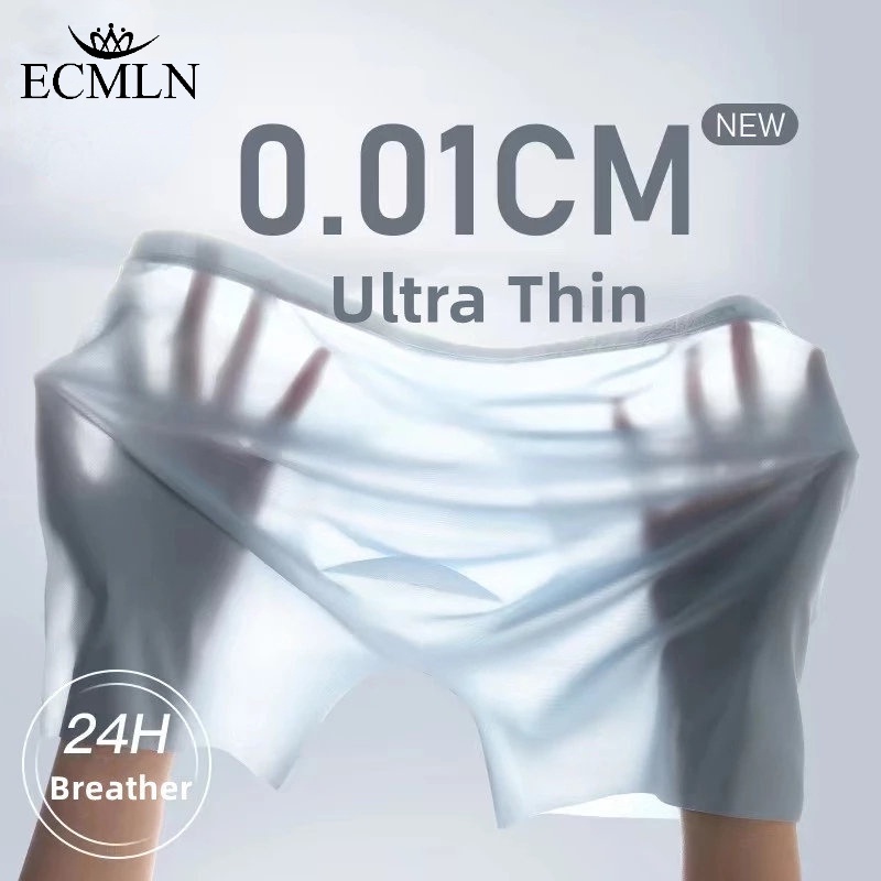 ECMLN Quần Lót Boxer Nam Ice Silk Quần Lót Liền Mạch Quần Lót Nam Siêu Mỏng Thoáng Khí Quần Đùi L-4XL