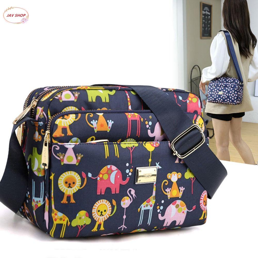 JAV5134 Ba lớp Túi đeo chéo có khóa kéo Thiết kế ngách Nylon Túi điện thoại nhỏ Bình thường Màu đặc Túi đeo vai Phụ nữ