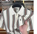 QiaoYiLuo  Áo Polo Nam Áo Polo Thêu Sọc Cao Cấp Áo Thun Cổ Bẻ Ôm Dáng Thường Ngày Thời Trang