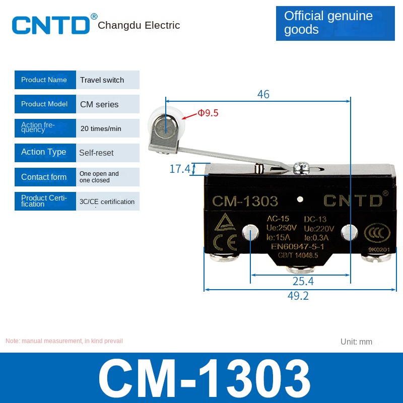 Công Tắc Hành Trình CM-1303 | Micro Switch Changde CM-1307/1308/1305/1306/1300/1303TM Cho Tự Động Hóa
