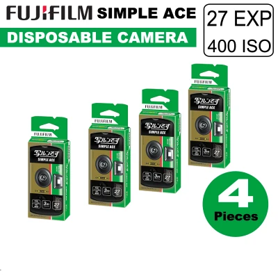 4 x FUJIFILM 35mm Disposable Single Use Camera Simple Ace - ISO 400 - 27 Exposure