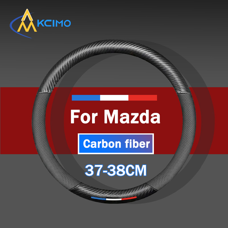 For Mazda3 Mazda2 Mazda6 Mazda5 Mazda8 3D Carbon Fiber Round Steering Wheel Cover 37-38cm ราคา 295 บาท*ส่งฟรี