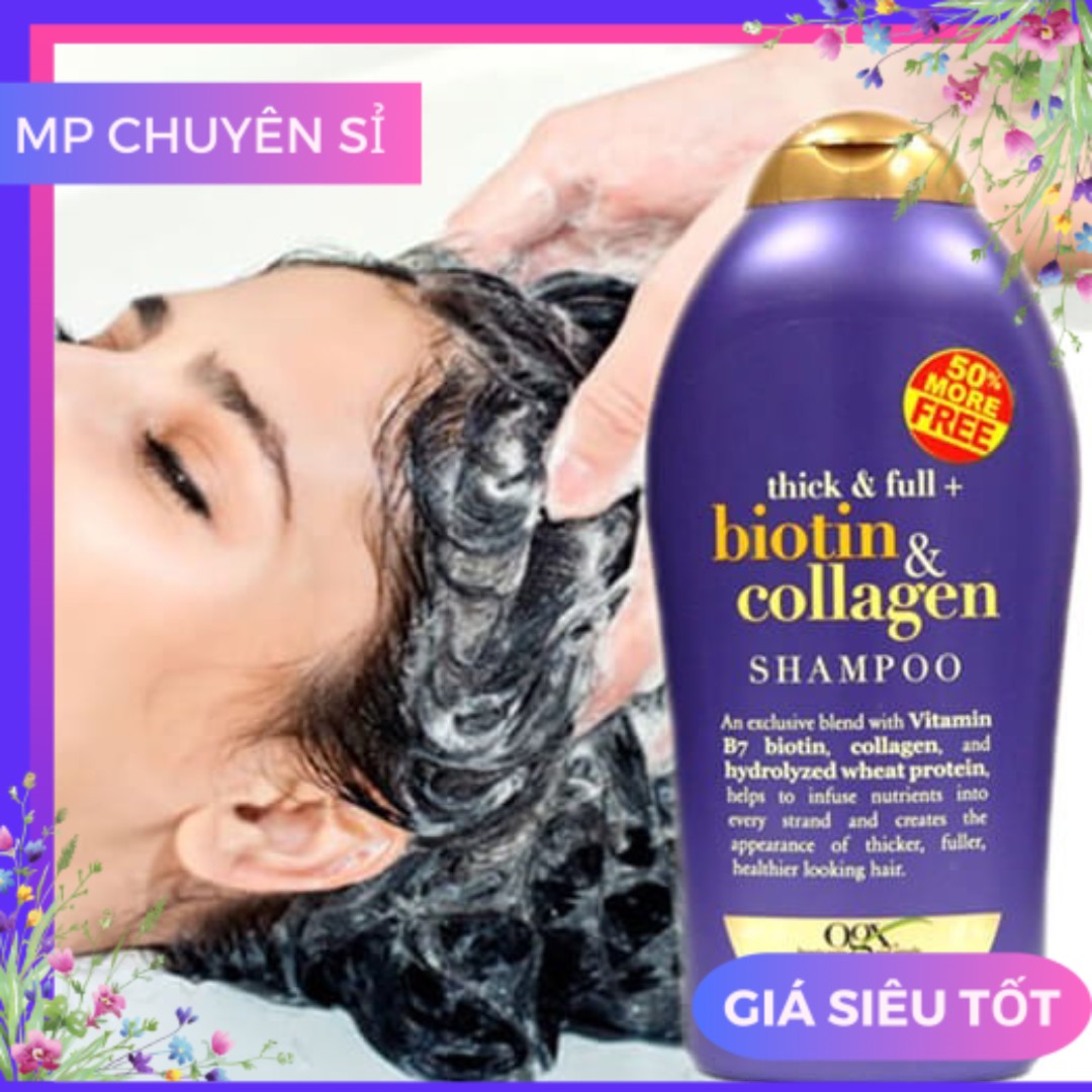 Dầu Gội Biotin Collagen Tím 577ml Chống Rụng Tóc Và Kích Thích Mọc Tóc , phục hồi tóc hư tổn (Dầu Gội Lẻ)