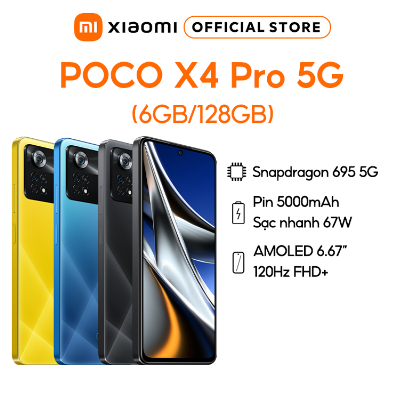 Điện thoại Xiaomi POCO X4 Pro 5G  | Snapdragon 695 5G | Camera 108MP l AMOLED 120 Hz - Hàng Chính Hãng