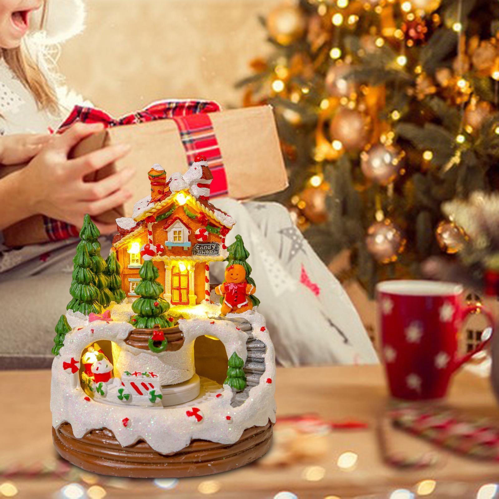 Loviver Music Box Decor Resin Christmas Villages Houses for Festive Indoor